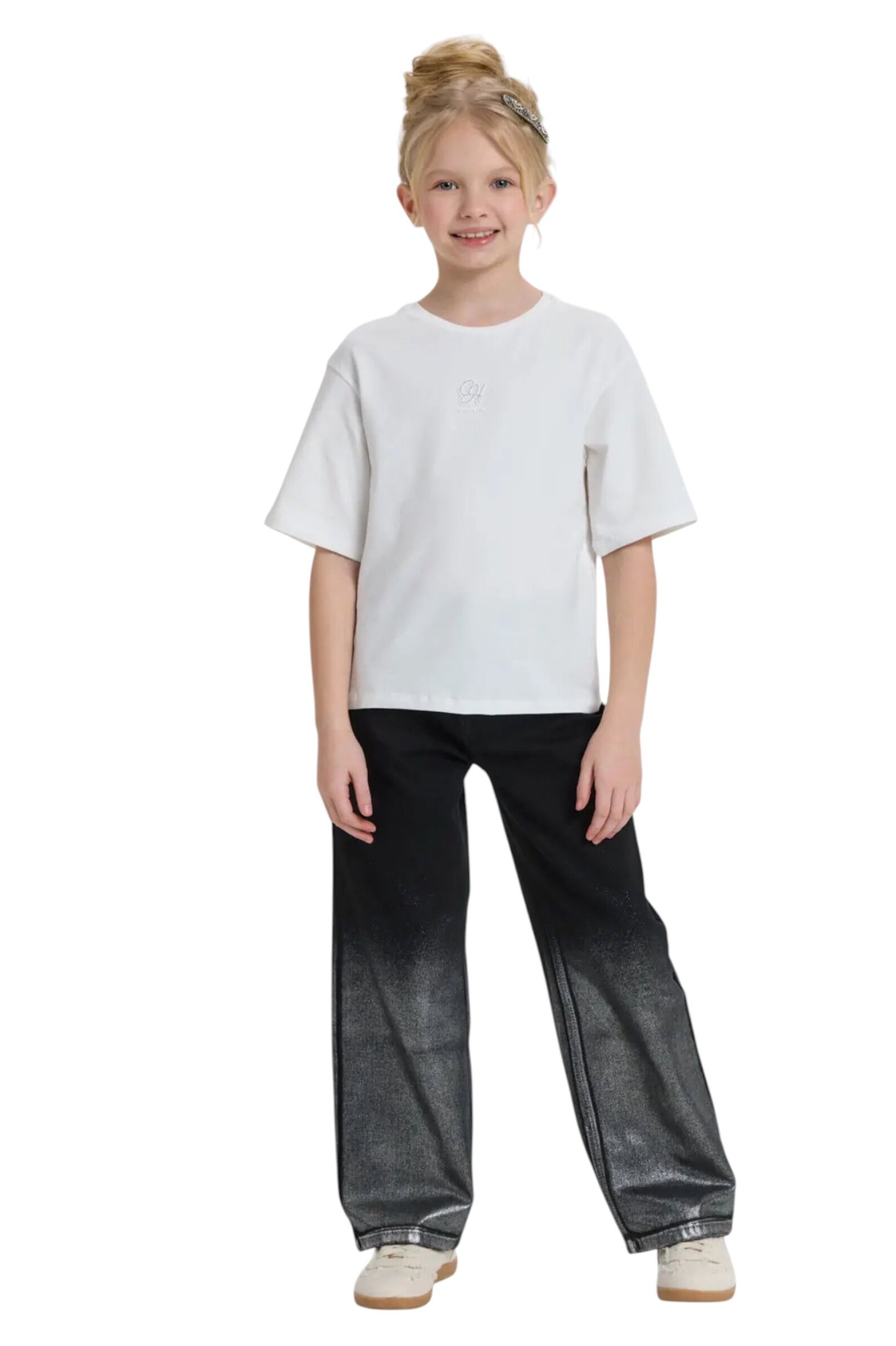 Джинсы дев. АРТ.38.134,чер-сереб,хл-пэ