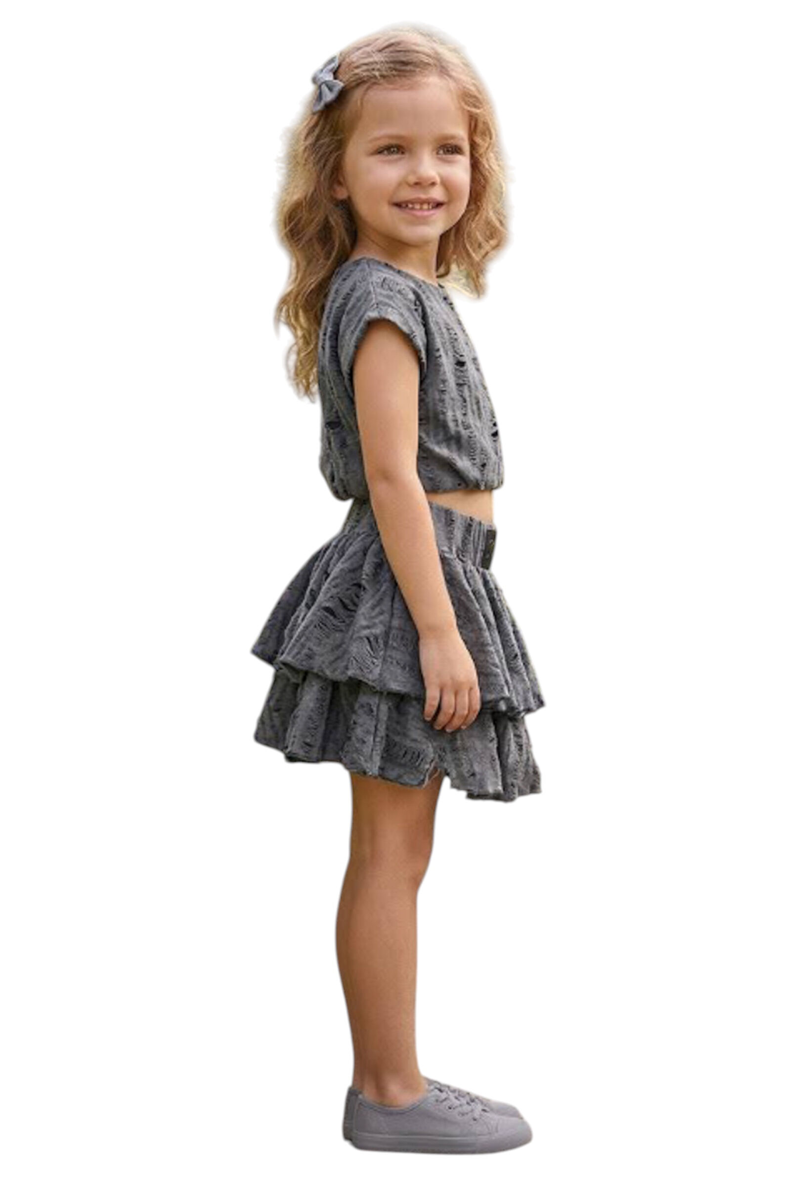 Юбка дев. АРТ.SR26D100,сер,хл-эл